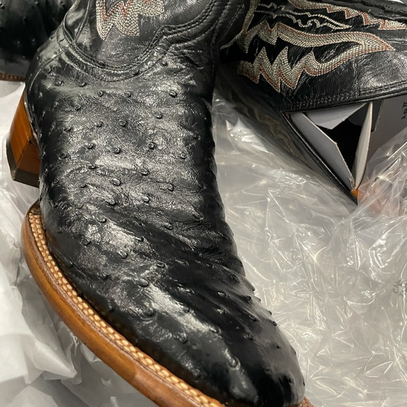 Men’s Lucchese premium Black ostrich main image 3